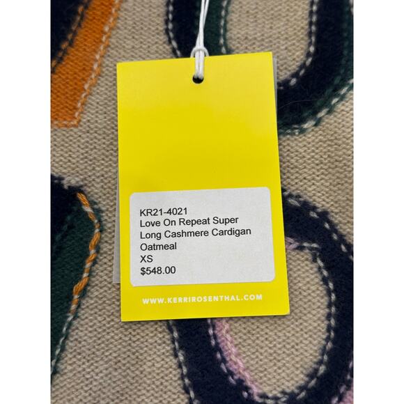 Kerri Rosenthal NWT Oatmeal Love On Repeat Super Long Cashmere Cardigan Coat XS - Picture 5 of 6